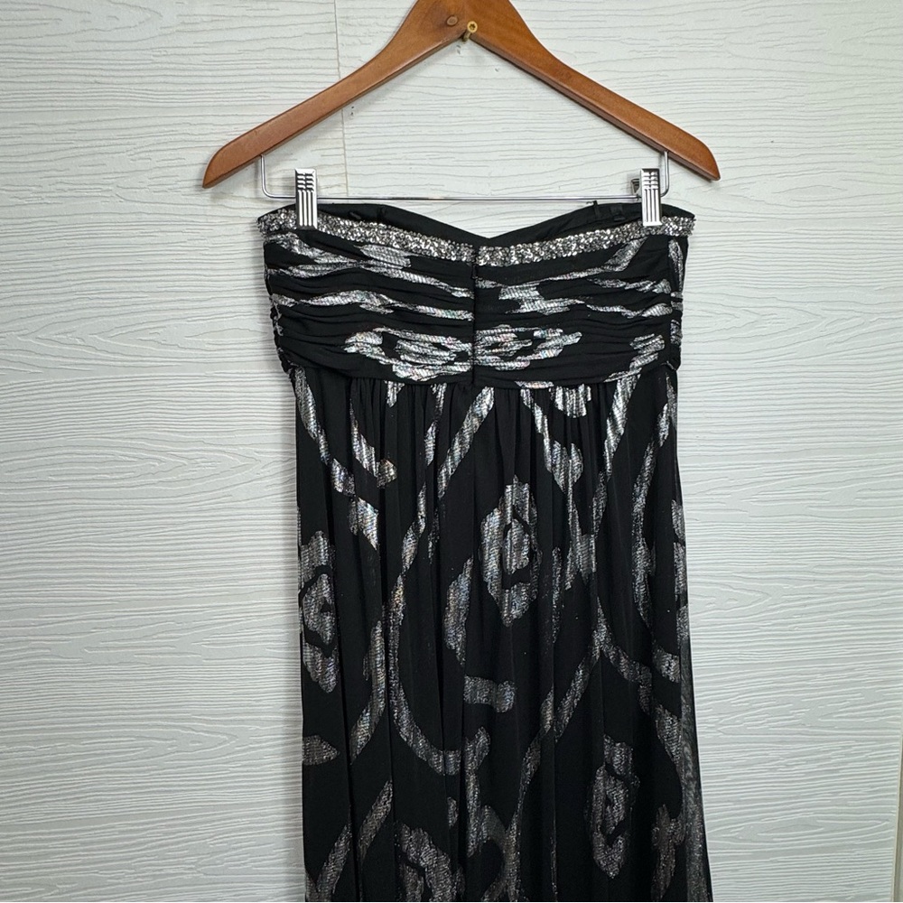 Oleg Cassini Elegant Black and White Strapless‎ Maxi Dress - Picture 6 of 10
